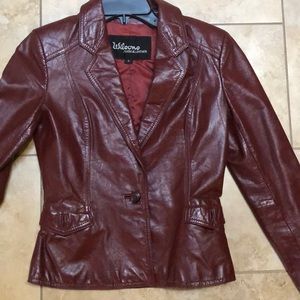 Wilsons Deep Red Leather Blazer Jacket